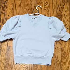 Frame Denim sz M Sky Blue Puff Sleeves Sweatshirt - statement sleeves!
